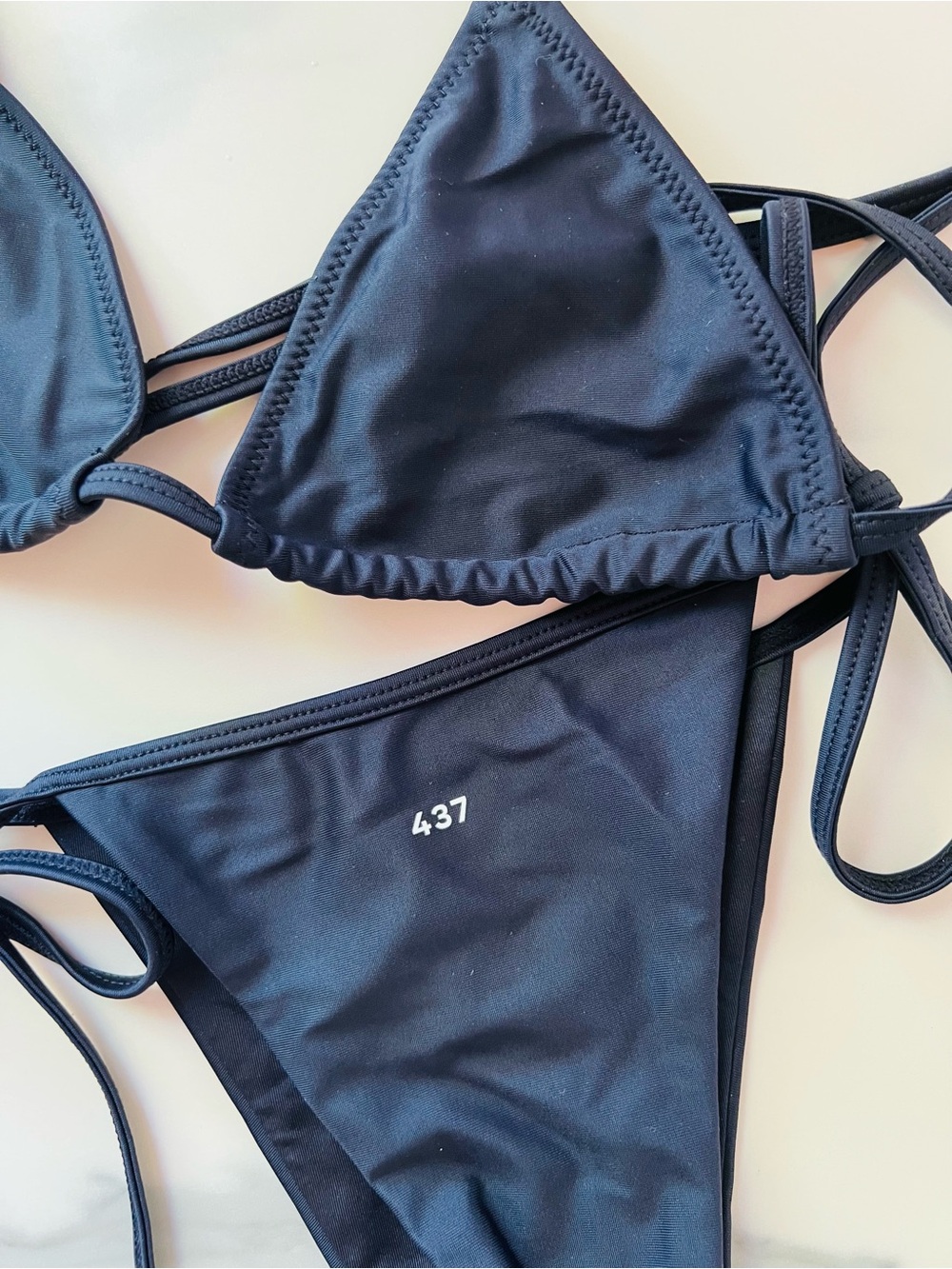 437 Swim Sanders Monique Low Rise String Bikini Set Bathing Suit NWOT Size S